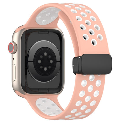 For Apple Watch SE 2023 40mm Magnetic Buckle Silicone Watch Band(Pink White) - Watch Bands by PMC Jewellery | Online Shopping South Africa | PMC Jewellery