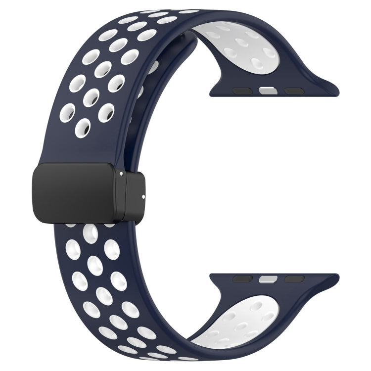 For Apple Watch SE 2023 40mm Magnetic Buckle Silicone Watch Band(Navy White) - Watch Bands by PMC Jewellery | Online Shopping South Africa | PMC Jewellery