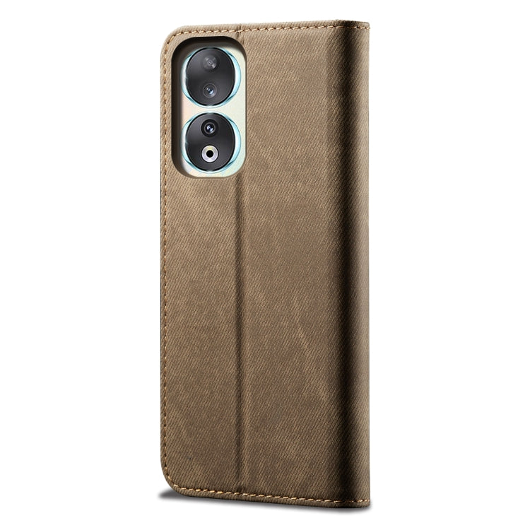 For Honor 90 Denim Texture Flip Leather Phone Case(Khaki) - Honor Cases by PMC Jewellery | Online Shopping South Africa | PMC Jewellery | Buy Now Pay Later Mobicred