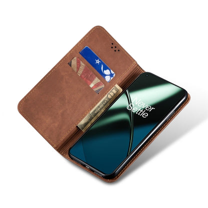 For Honor 90 Denim Texture Flip Leather Phone Case(Brown) - Honor Cases by PMC Jewellery | Online Shopping South Africa | PMC Jewellery | Buy Now Pay Later Mobicred