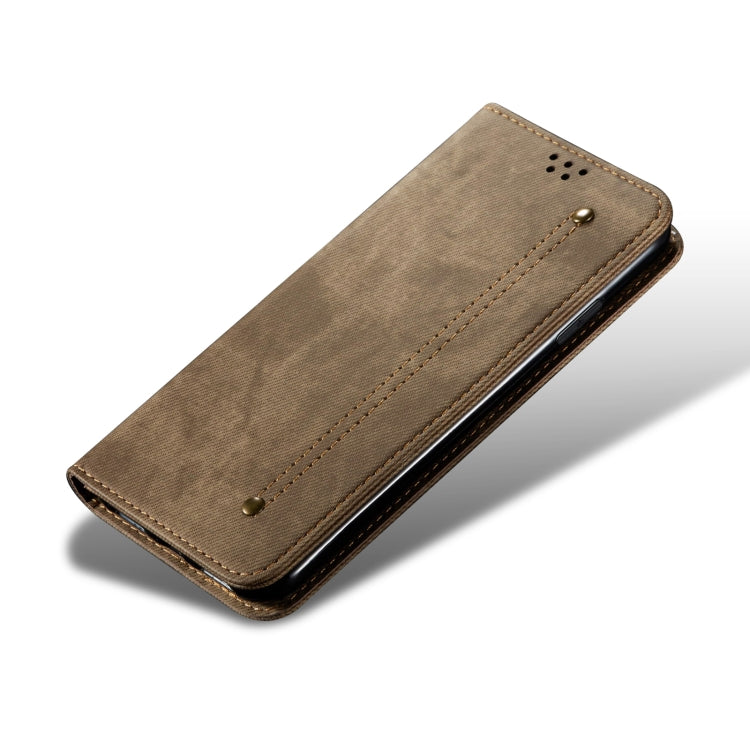 For Honor X6A Denim Texture Flip Leather Phone Case(Khaki) - Honor Cases by PMC Jewellery | Online Shopping South Africa | PMC Jewellery | Buy Now Pay Later Mobicred