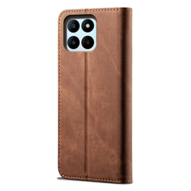 For Honor X8 5G / X6 4G Foreign Denim Texture Flip Leather Phone Case(Brown) - Honor Cases by PMC TechLife | Online Shopping South Africa | PMC TechLife | Buy Now Pay Later Mobicred