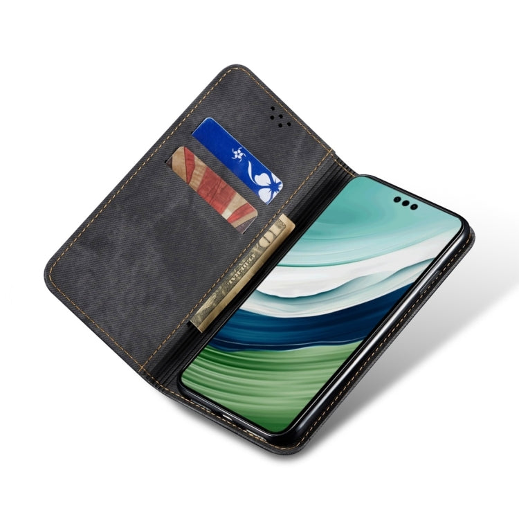 For Honor 100 Denim Texture Flip Leather Phone Case(Black) - Honor Cases by PMC Jewellery | Online Shopping South Africa | PMC Jewellery | Buy Now Pay Later Mobicred