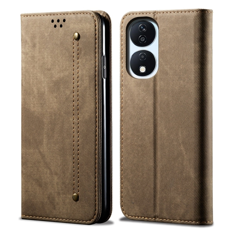 For Honor Play 8T 5G / X7b Denim Texture Flip Leather Phone Case(Khaki) - Honor Cases by PMC TechLife | Online Shopping South Africa | PMC TechLife | Buy Now Pay Later Mobicred