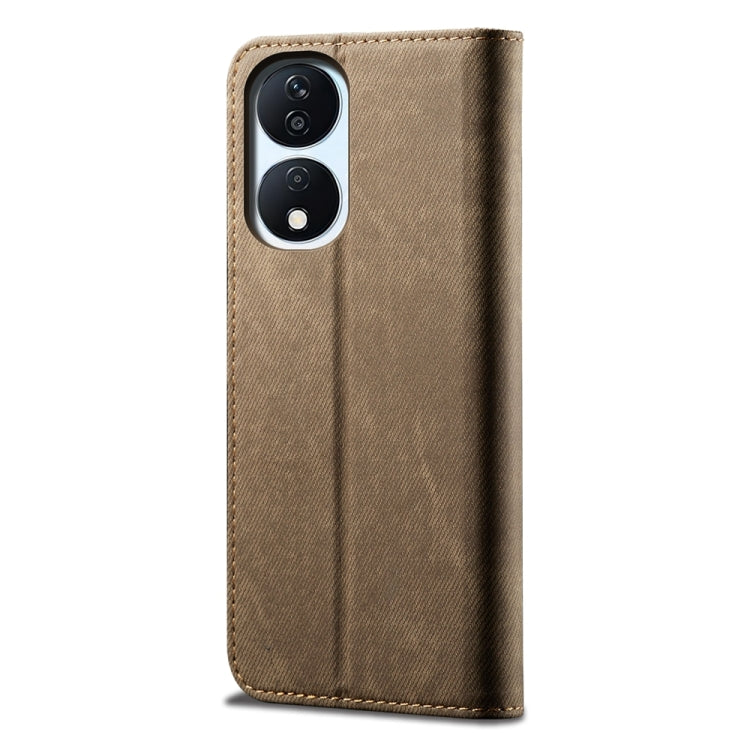 For Honor Play 8T 5G / X7b Denim Texture Flip Leather Phone Case(Khaki) - Honor Cases by PMC TechLife | Online Shopping South Africa | PMC TechLife | Buy Now Pay Later Mobicred