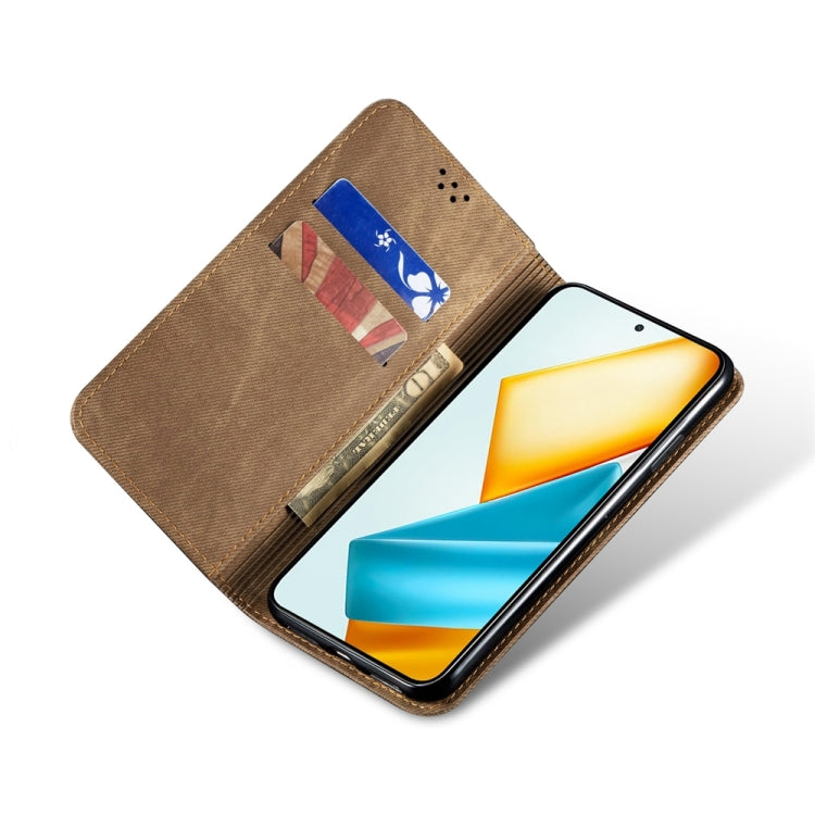 For Honor Play 8T 5G / X7b Denim Texture Flip Leather Phone Case(Khaki) - Honor Cases by PMC TechLife | Online Shopping South Africa | PMC TechLife | Buy Now Pay Later Mobicred