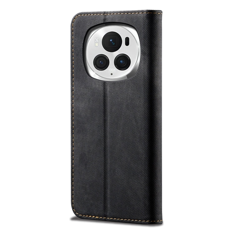 For Honor Magic6 Denim Texture Flip Leather Phone Case(Black) - Honor Cases by PMC Jewellery | Online Shopping South Africa | PMC Jewellery | Buy Now Pay Later Mobicred