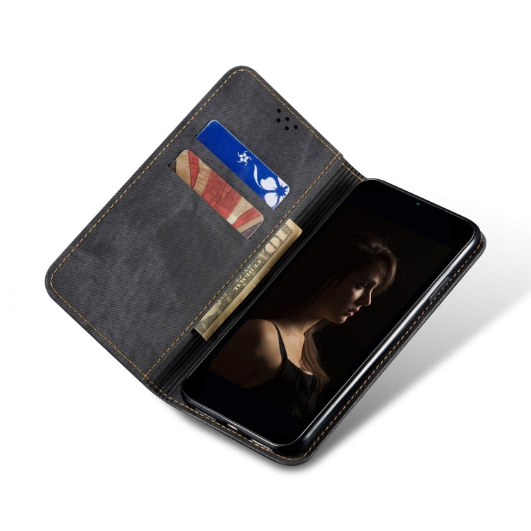 For Honor Magic6 Pro Denim Texture Flip Leather Phone Case(Black) - Honor Cases by PMC TechLife | Online Shopping South Africa | PMC TechLife | Buy Now Pay Later Mobicred