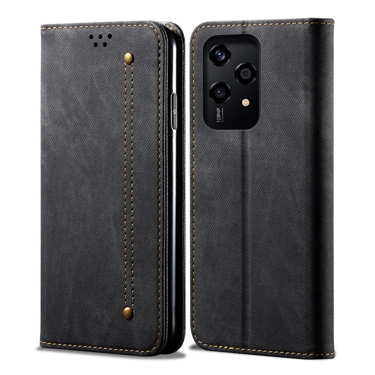 For Honor 200 Lite Global Denim Texture Flip Leather Phone Case(Black) - Honor Cases by PMC Jewellery | Online Shopping South Africa | PMC Jewellery | Buy Now Pay Later Mobicred