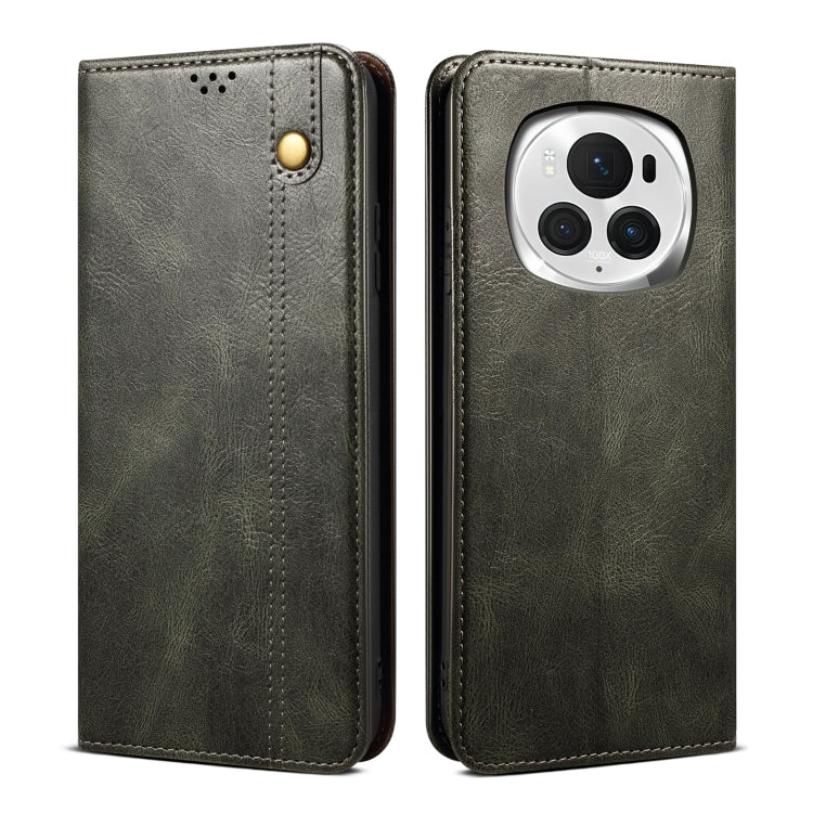 For Honor Magic6 Pro Oil Wax Crazy Horse Texture Leather Phone Case(Green) - Honor Cases by PMC Jewellery | Online Shopping South Africa | PMC Jewellery | Buy Now Pay Later Mobicred