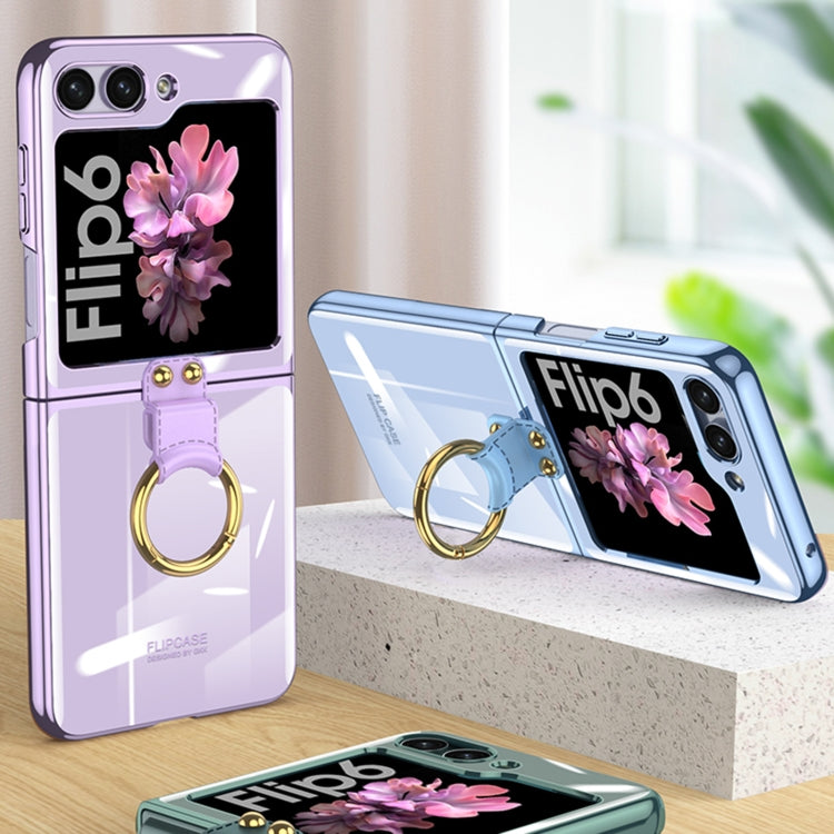 For Samsung Galaxy Z Flip6 GKK Electroplating Phone Case with Ring(Blue) - Galaxy Z Flip6 5G Cases by GKK | Online Shopping South Africa | PMC Jewellery | Buy Now Pay Later Mobicred