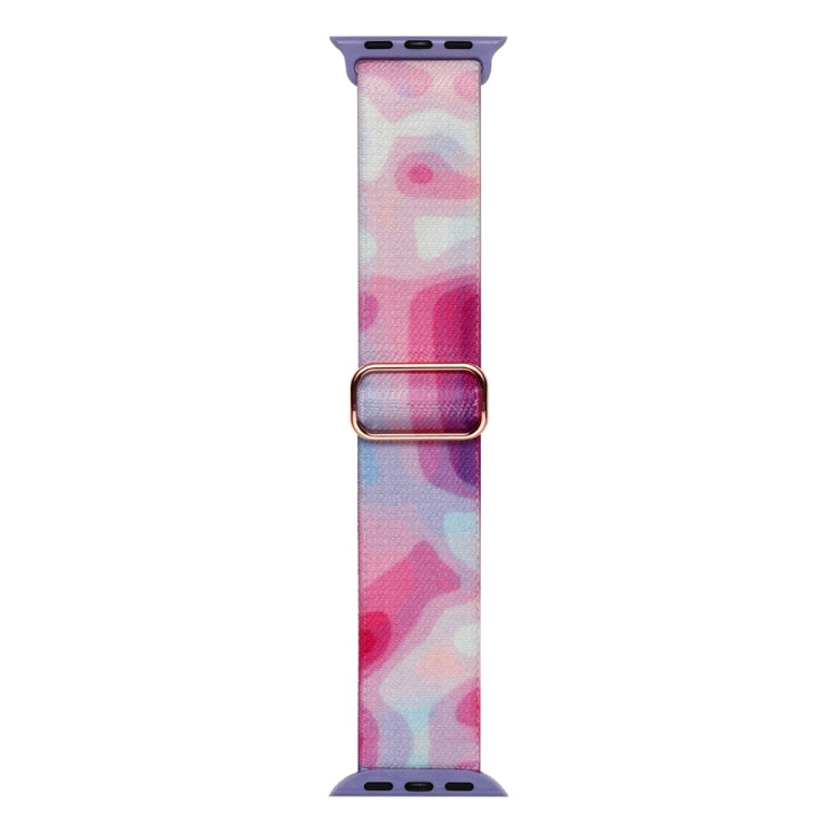 For Apple Watch 7 45mm Painted Pattern Nylon Replacement Watch Band(Ladder Purple Blue) - Watch Bands by PMc TechLife | Online Shopping South Africa | PMc TechLife | Buy Now Pay Later Mobicred