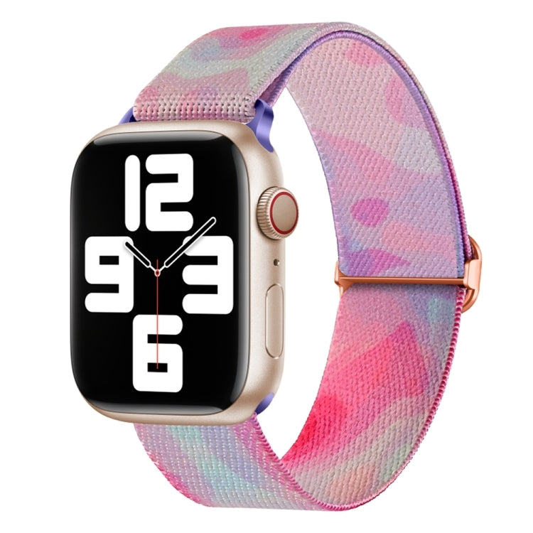 For Apple Watch SE 2023 40mm Painted Pattern Nylon Replacement Watch Band(Ladder Purple Blue) - Watch Bands by PMc TechLife | Online Shopping South Africa | PMc TechLife | Buy Now Pay Later Mobicred