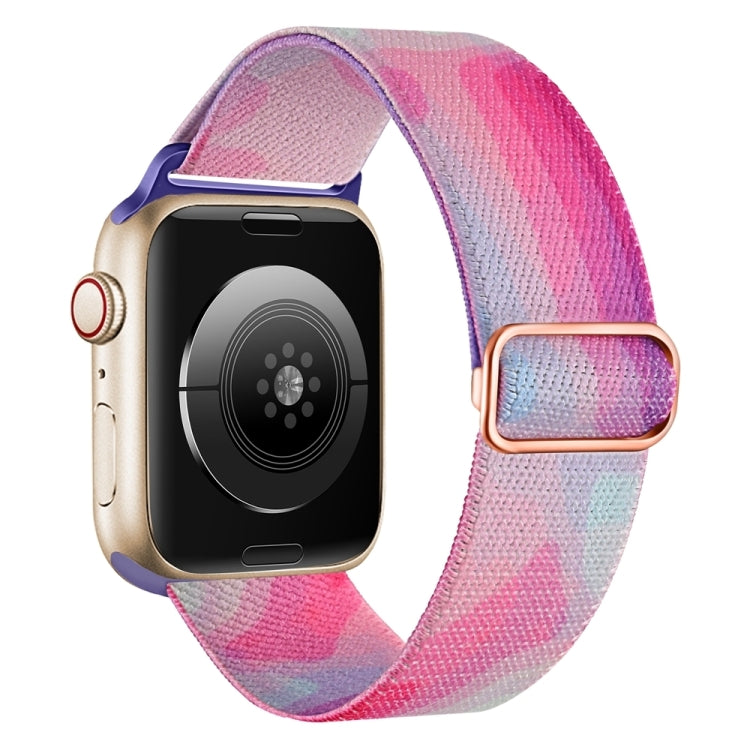 For Apple Watch SE 2023 40mm Painted Pattern Nylon Replacement Watch Band(Ladder Purple Blue) - Watch Bands by PMc TechLife | Online Shopping South Africa | PMc TechLife | Buy Now Pay Later Mobicred