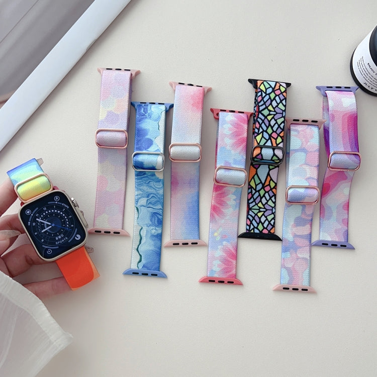 For Apple Watch Ultra 2 49mm Painted Pattern Nylon Replacement Watch Band(Flower Butterfly) - Watch Bands by PMC Jewellery | Online Shopping South Africa | PMC Jewellery | Buy Now Pay Later Mobicred