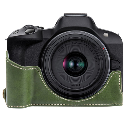 For Canon EOS R50 1/4 inch Thread PU Leather Camera Half Case Base(Green) - Half Case by PMC Jewellery | Online Shopping South Africa | PMC Jewellery | Buy Now Pay Later Mobicred