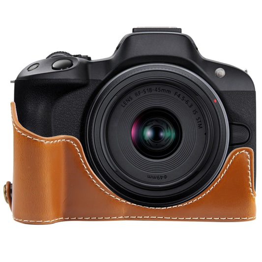 For Canon EOS R50 1/4 inch Thread PU Leather Camera Half Case Base(Brown) - Half Case by PMC Jewellery | Online Shopping South Africa | PMC Jewellery | Buy Now Pay Later Mobicred