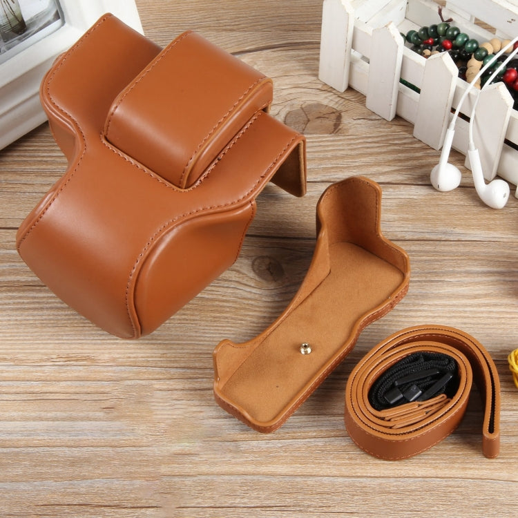 For Canon EOS R50 Full Body Magnetic Leather Camera Case Bag with Strap, Regular Edition(Brown) - Leather Bag by PMC TechLife | Online Shopping South Africa | PMC TechLife | Buy Now Pay Later Mobicred