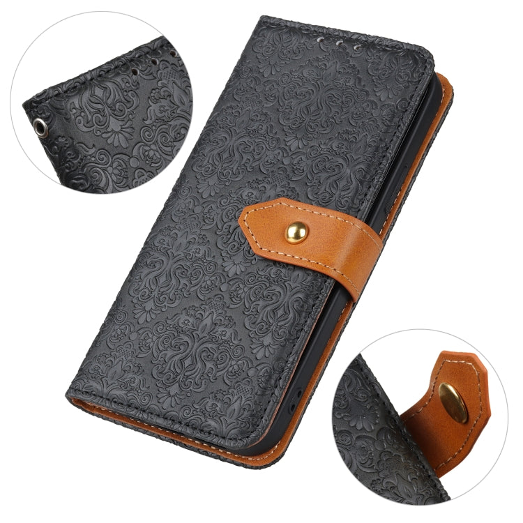 For OnePlus Nord CE4 5G / K12 5G European Floral Embossed Flip Leather Phone Case(Black) - OnePlus Cases by PMC Jewellery | Online Shopping South Africa | PMC Jewellery | Buy Now Pay Later Mobicred