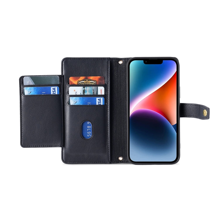 For Tecno Camon 20 Pro 4G Sheep Texture Cross-body Zipper Wallet Leather Phone Case(Black) - Tecno Cases by PMC TechLife | Online Shopping South Africa | PMC TechLife | Buy Now Pay Later Mobicred