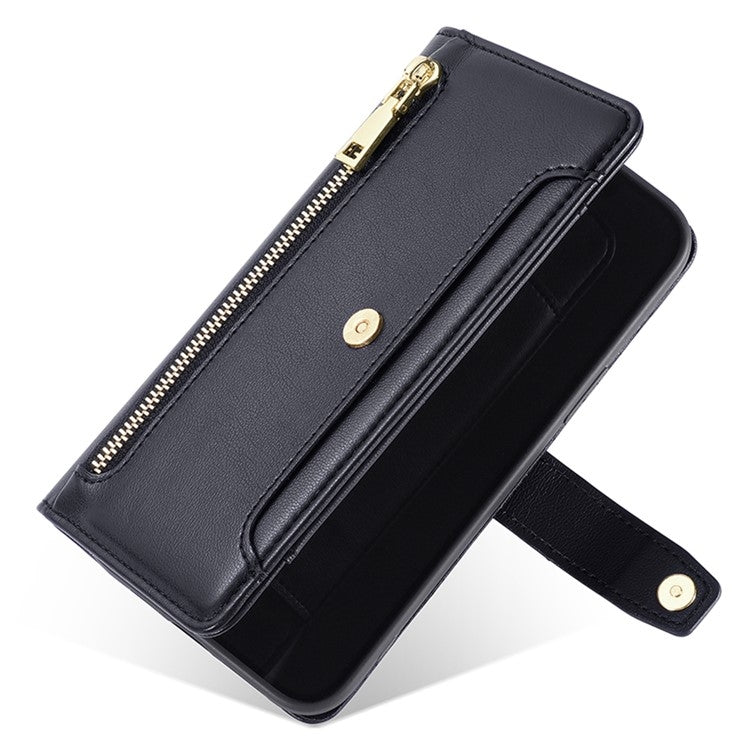 For Tecno Camon 30 Premier 5G Sheep Texture Cross-body Zipper Wallet Leather Phone Case(Black) - Tecno Cases by PMC TechLife | Online Shopping South Africa | PMC TechLife | Buy Now Pay Later Mobicred