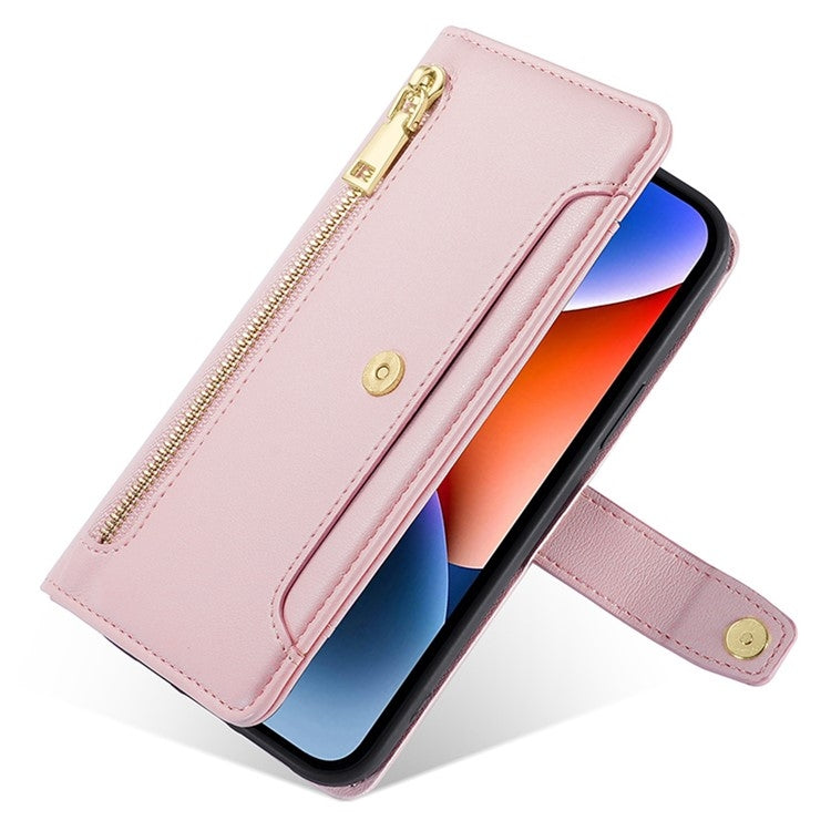 For Sharp Aquos Wish4 Sheep Texture Cross-body Zipper Wallet Leather Phone Case(Pink) - More Brand by PMC TechLife | Online Shopping South Africa | PMC TechLife | Buy Now Pay Later Mobicred