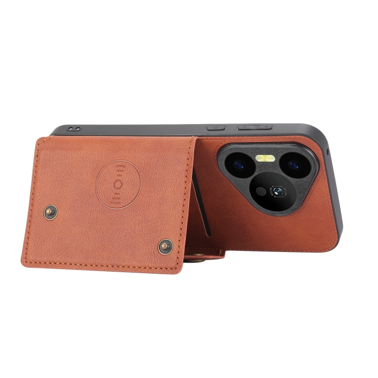 For Huawei Pura 70 Pro Double Buckle Card Slots Magnetic Phone Case(Brown) - Huawei Cases by PMC Jewellery | Online Shopping South Africa | PMC Jewellery | Buy Now Pay Later Mobicred