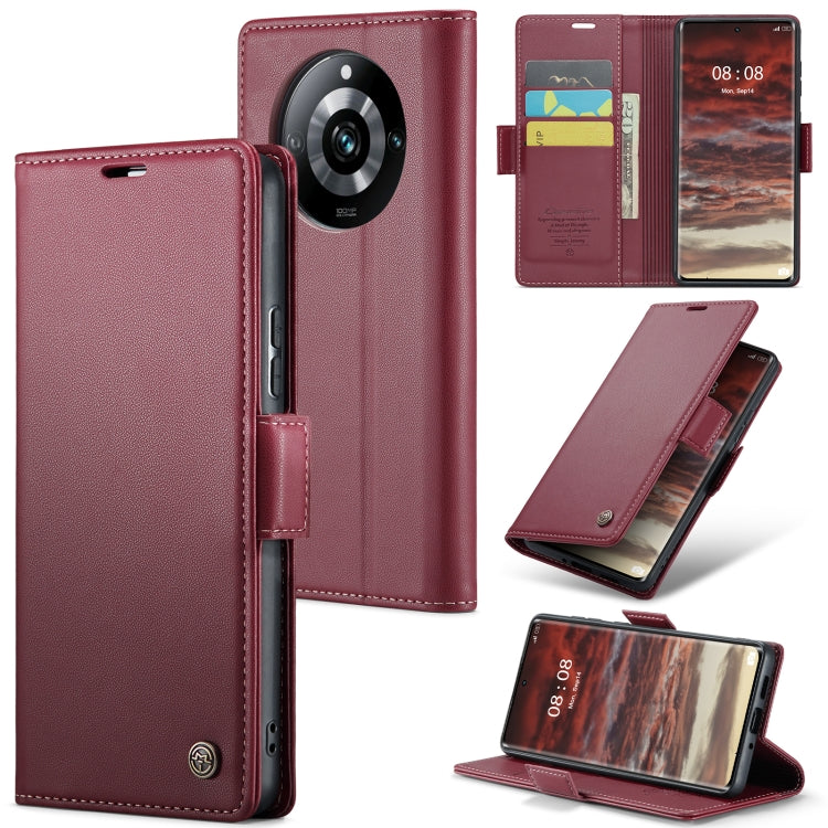 For Realme 11 Pro/11 Pro+ CaseMe 023 Butterfly Buckle Litchi Texture RFID Anti-theft Leather Phone Case(Wine Red) - Realme Cases by CaseMe | Online Shopping South Africa | PMC Jewellery | Buy Now Pay Later Mobicred