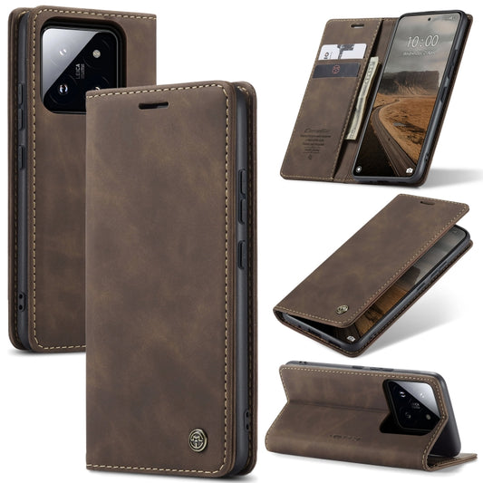 For Xiaomi 14 CaseMe 013 Multifunctional Horizontal Flip Leather Phone Case(Coffee) - 14 Cases by CaseMe | Online Shopping South Africa | PMC Jewellery | Buy Now Pay Later Mobicred