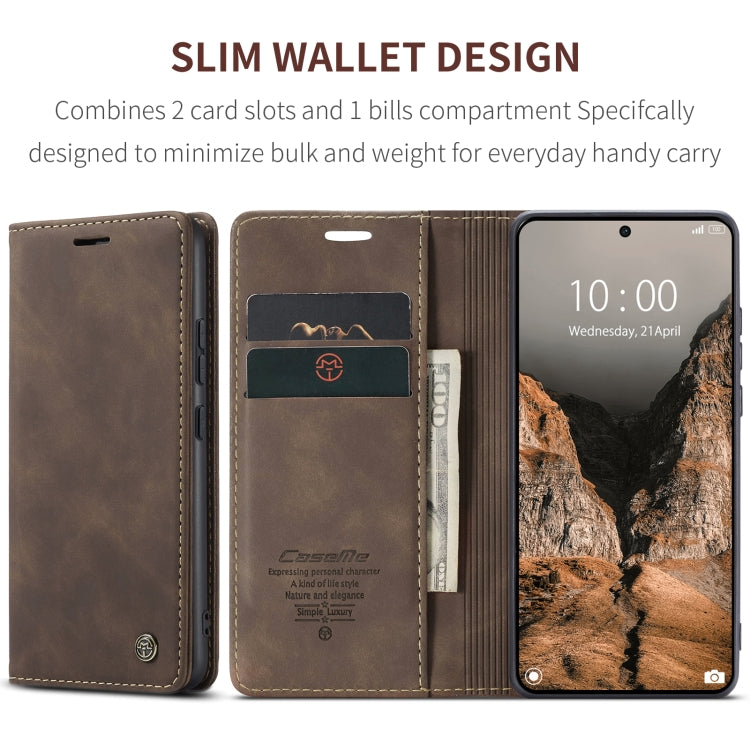 For Xiaomi Redmi K70E 5G CaseMe 013 Multifunctional Horizontal Flip Leather Phone Case(Coffee) - K70E Cases by CaseMe | Online Shopping South Africa | PMC Jewellery | Buy Now Pay Later Mobicred