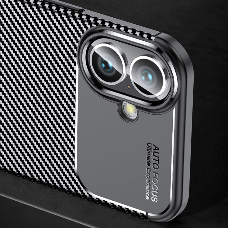 For iPhone 16 Carbon Fiber Texture Shockproof TPU Phone Case(Black) - iPhone 16 Cases by PMC Jewellery | Online Shopping South Africa | PMC Jewellery | Buy Now Pay Later Mobicred