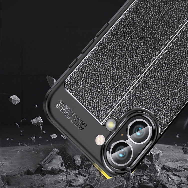 For iPhone 16 Litchi Texture Shockproof TPU Phone Case(Blue) - iPhone 16 Cases by PMC TechLife | Online Shopping South Africa | PMC TechLife | Buy Now Pay Later Mobicred