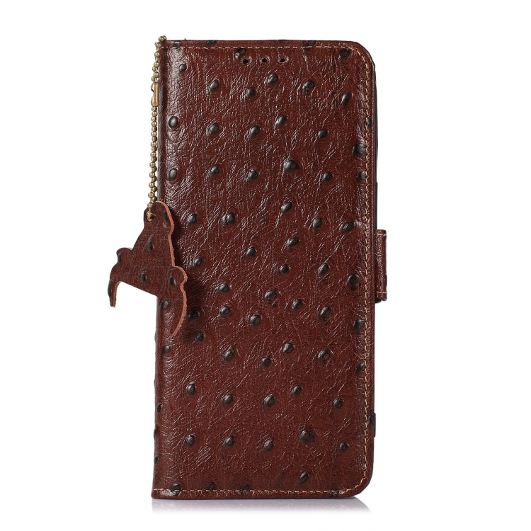 For OnePlus Nord 3 / Ace 2V Ostrich Pattern Genuine Leather RFID Phone Case(Coffee) - OnePlus Cases by PMC TechLife | Online Shopping South Africa | PMC TechLife | Buy Now Pay Later Mobicred
