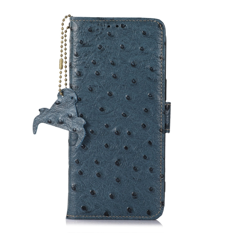 For OnePlus Ace 2 Pro Ostrich Pattern Genuine Leather RFID Phone Case(Blue) - OnePlus Cases by PMC TechLife | Online Shopping South Africa | PMC TechLife | Buy Now Pay Later Mobicred