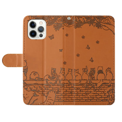 For iPhone 16 Pro Cat Embossing Pattern Leather Phone Case with Lanyard(Brown) - iPhone 16 Pro Cases by PMC Jewellery | Online Shopping South Africa | PMC Jewellery | Buy Now Pay Later Mobicred