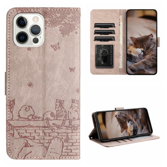 For iPhone 16 Pro Cat Embossing Pattern Leather Phone Case with Lanyard(Grey) - iPhone 16 Pro Cases by PMC Jewellery | Online Shopping South Africa | PMC Jewellery | Buy Now Pay Later Mobicred