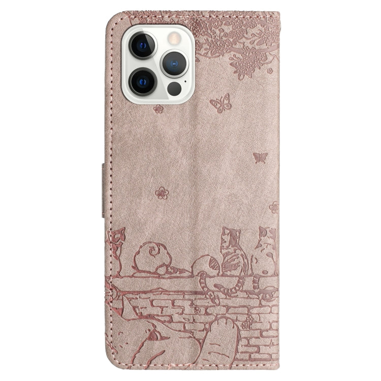 For iPhone 16 Pro Cat Embossing Pattern Leather Phone Case with Lanyard(Grey) - iPhone 16 Pro Cases by PMC Jewellery | Online Shopping South Africa | PMC Jewellery | Buy Now Pay Later Mobicred