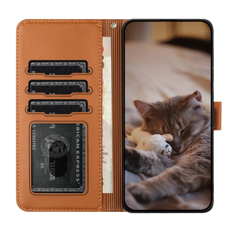 For iPhone 16 Plus Cat Embossing Pattern Leather Phone Case with Lanyard(Brown) - iPhone 16 Plus Cases by PMC Jewellery | Online Shopping South Africa | PMC Jewellery | Buy Now Pay Later Mobicred