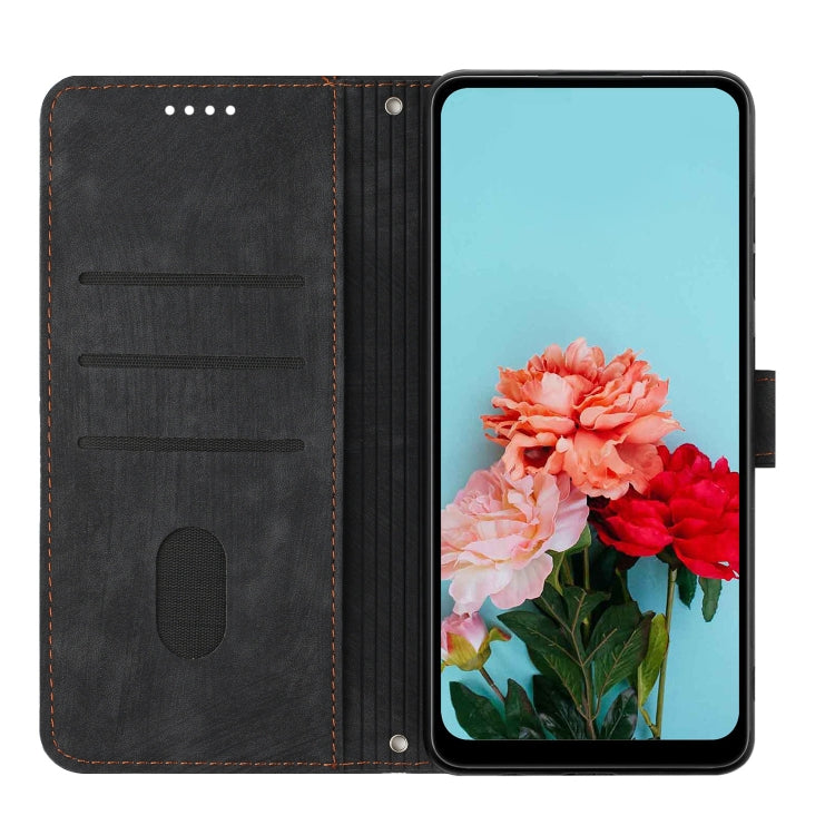 For Xiaomi Redmi K70 / K70 Pro Skin Feel Stripe Pattern Leather Phone Case with Long Lanyard(Black) - K70 Pro Cases by PMC Jewellery | Online Shopping South Africa | PMC Jewellery | Buy Now Pay Later Mobicred