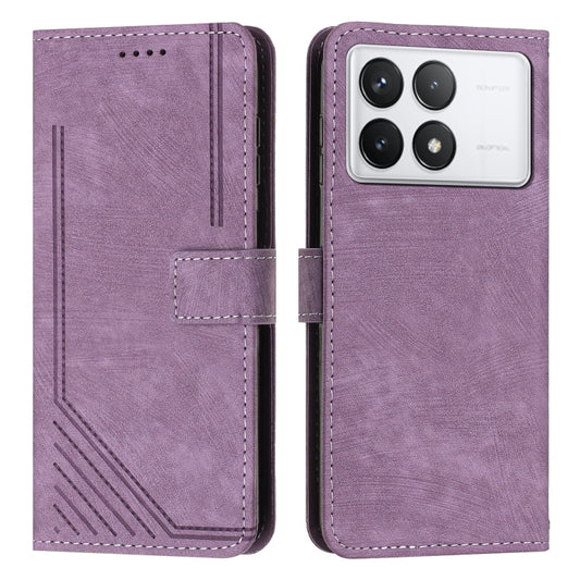 For Xiaomi Redmi K70 / K70 Pro Skin Feel Stripe Pattern Leather Phone Case with Long Lanyard(Purple) - K70 Pro Cases by PMC Jewellery | Online Shopping South Africa | PMC Jewellery | Buy Now Pay Later Mobicred