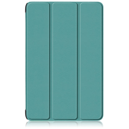 For Samsung Galaxy Tab S9+ Custer Pure Color 3-Fold Holder Smart Leather Tablet Case(Dark Green) - Galaxy Tab S9+ Cases by PMC Jewellery | Online Shopping South Africa | PMC Jewellery | Buy Now Pay Later Mobicred