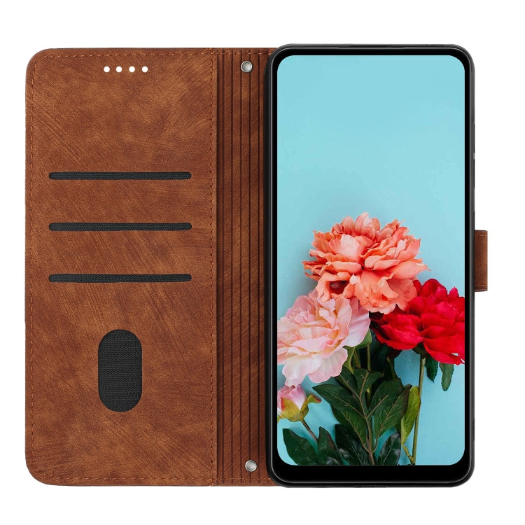 For Infinix Zero 30 4G Skin Feel Stripe Pattern Leather Phone Case with Lanyard(Brown) - Infinix Cases by PMC Jewellery | Online Shopping South Africa | PMC Jewellery | Buy Now Pay Later Mobicred