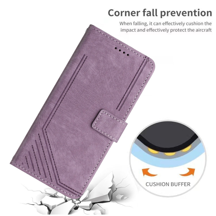 For Infinix Zero 30 4G Skin Feel Stripe Pattern Leather Phone Case with Lanyard(Purple) - Infinix Cases by PMC Jewellery | Online Shopping South Africa | PMC Jewellery | Buy Now Pay Later Mobicred