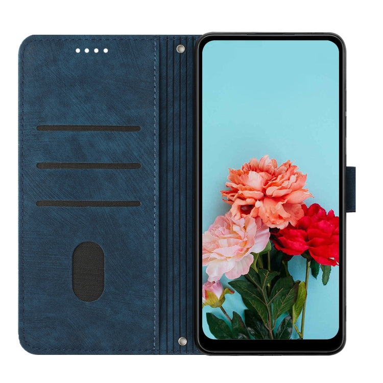 For Infinix Zero 30 5G Skin Feel Stripe Pattern Leather Phone Case with Lanyard(Blue) - Infinix Cases by PMC TechLife | Online Shopping South Africa | PMC TechLife | Buy Now Pay Later Mobicred