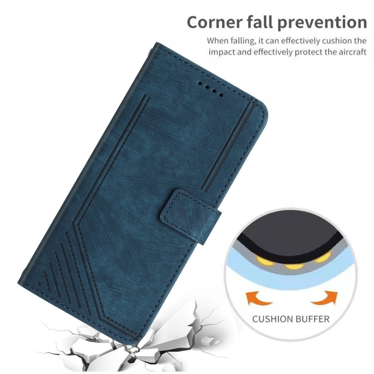 For Infinix Zero 30 5G Skin Feel Stripe Pattern Leather Phone Case with Lanyard(Blue) - Infinix Cases by PMC TechLife | Online Shopping South Africa | PMC TechLife | Buy Now Pay Later Mobicred