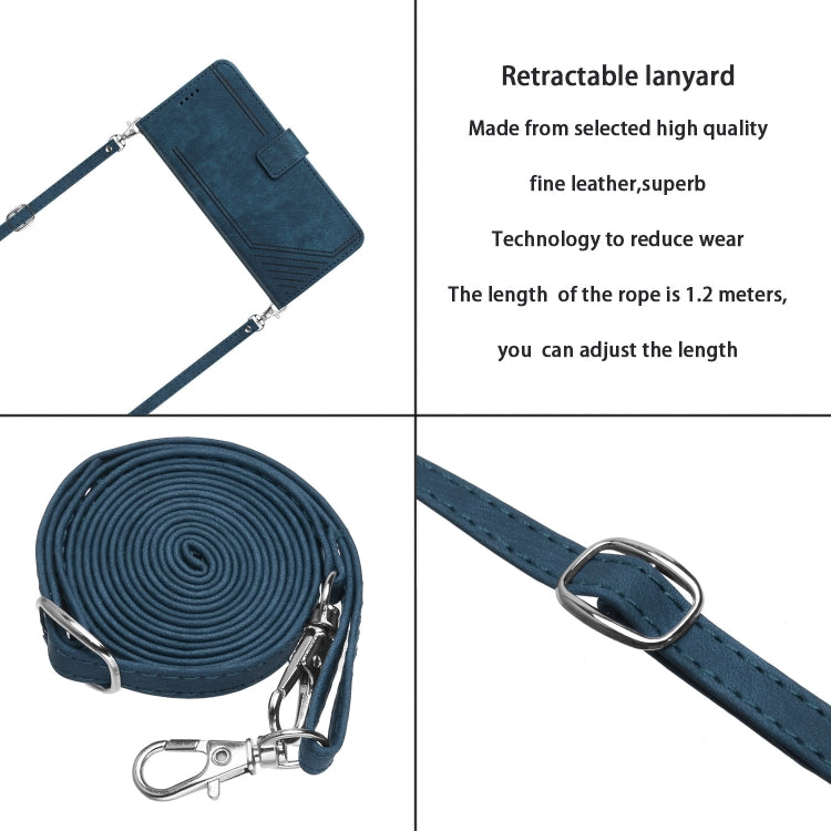 For Infinix Zero 30 5G Skin Feel Stripe Pattern Leather Phone Case with Lanyard(Blue) - Infinix Cases by PMC TechLife | Online Shopping South Africa | PMC TechLife | Buy Now Pay Later Mobicred