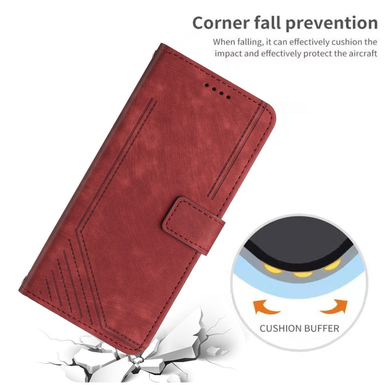 For Infinix Hot 40 / 40 Pro Skin Feel Stripe Pattern Leather Phone Case with Lanyard(Red) - Infinix Cases by PMC TechLife | Online Shopping South Africa | PMC TechLife | Buy Now Pay Later Mobicred