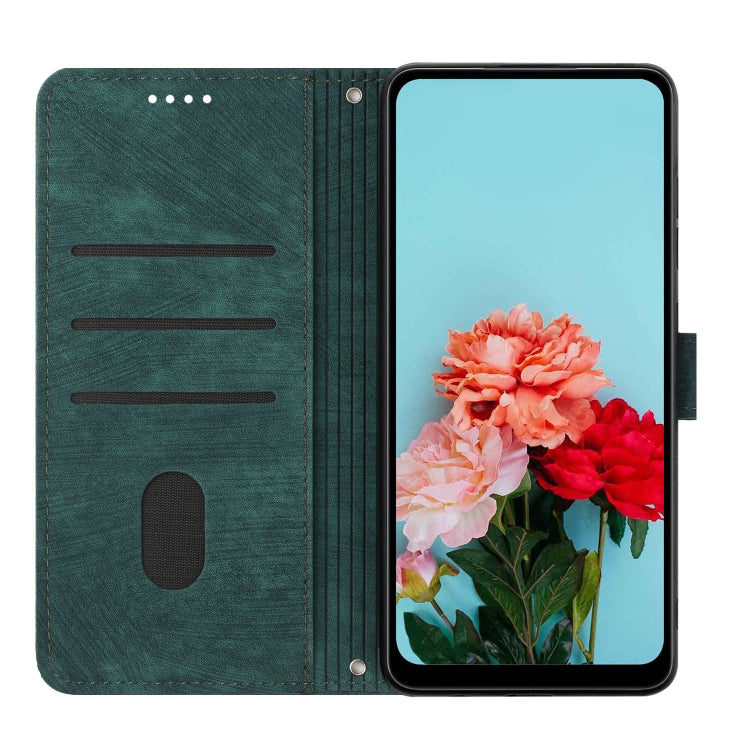 For Infinix Hot 40 / 40 Pro Skin Feel Stripe Pattern Leather Phone Case with Lanyard(Green) - Infinix Cases by PMC Jewellery | Online Shopping South Africa | PMC Jewellery | Buy Now Pay Later Mobicred