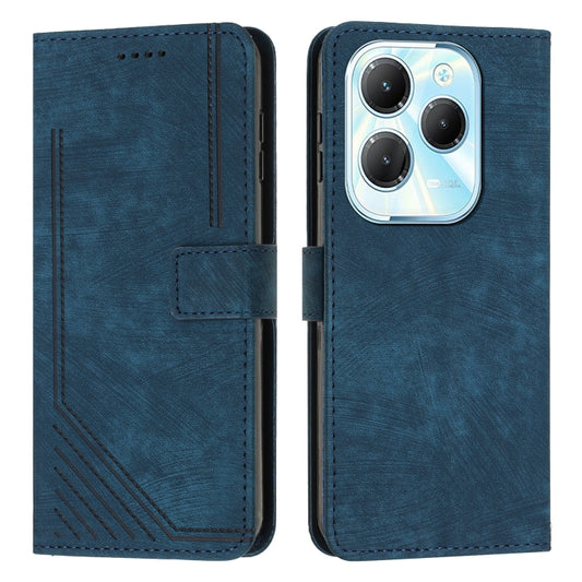 For Infinix Hot 40 / 40 Pro Skin Feel Stripe Pattern Leather Phone Case with Lanyard(Blue) - Infinix Cases by PMC Jewellery | Online Shopping South Africa | PMC Jewellery | Buy Now Pay Later Mobicred