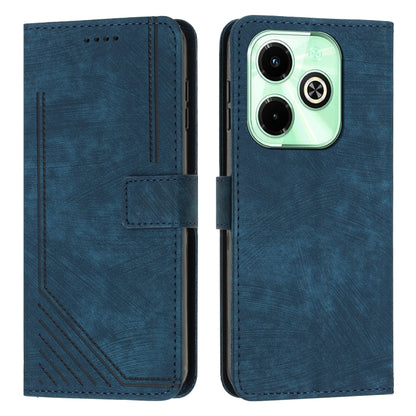 For Infinix Hot 40i Skin Feel Stripe Pattern Leather Phone Case with Lanyard(Blue) - Infinix Cases by PMC Jewellery | Online Shopping South Africa | PMC Jewellery | Buy Now Pay Later Mobicred